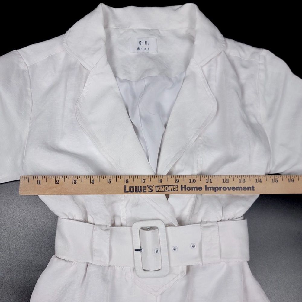 SIR the Label Linen Dalila Belted Short Sleeve Romper Playsuit White 2 Minimal - Picture 3 of 8